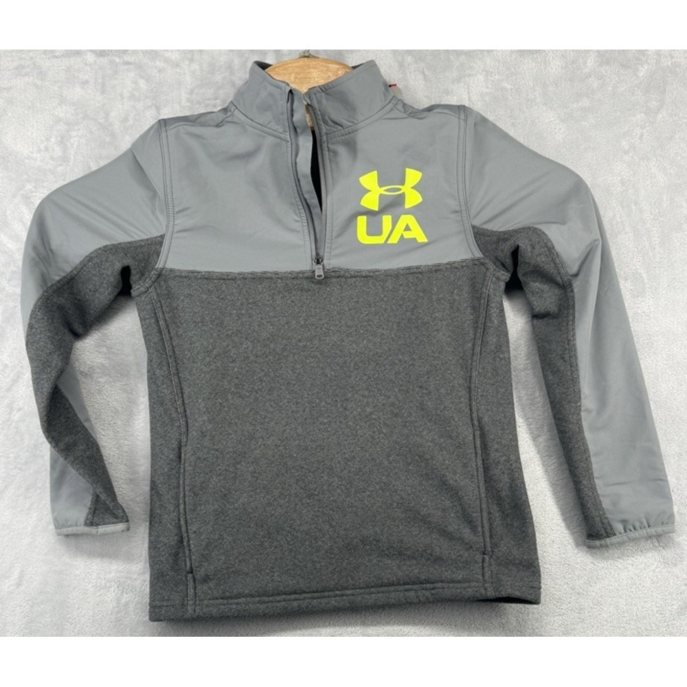 Under Armour 1/4 Zip Pullover Fleece Jacket Cold Gear Gray Youth Boys Size M NWT - Picture 1 of 7